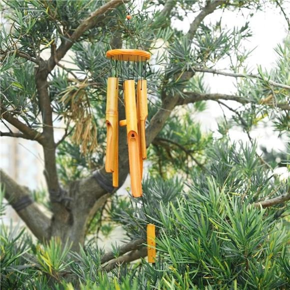 Bamboo Wind Chimes Outdoor Wooden Wind Chime with Amazing Deep Tone for Garden - Picture 5 of 6